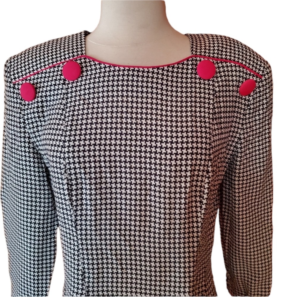 1980s Atina by Karon Crosby Black, White & Pink Dr - Picture 2 of 7